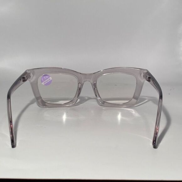 1148 Gretchen Reading Glasses 3.5 Sq Eyeglasses Clear Grey Frames NWT main image 6